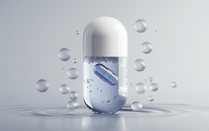 白蓝胶囊内装透明水