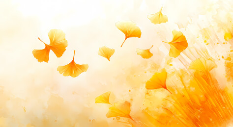 秋风中的银杏叶