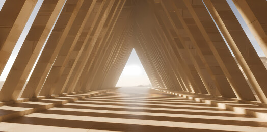 木质结构通道透视图