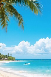 热带海滩椰林风景