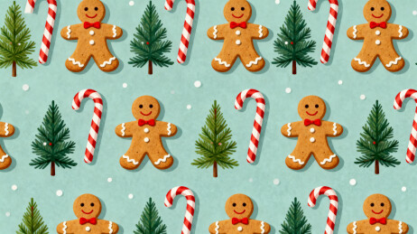 圣诞节姜饼人与节日装饰