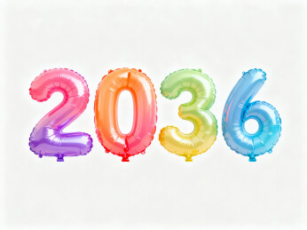 2036年彩色气球数字