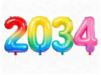 2034年彩色气球数字