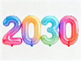 2030年彩色气球庆祝