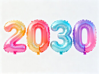 2030年彩色气球庆祝