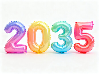 2035年彩色气球数字
