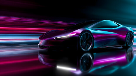 炫彩流光未来跑车疾驰夜景