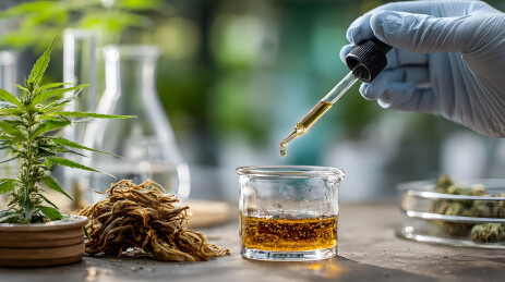 实验室提取植物精华滴入烧杯