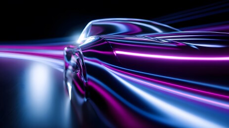霓虹光影中的流线型跑车