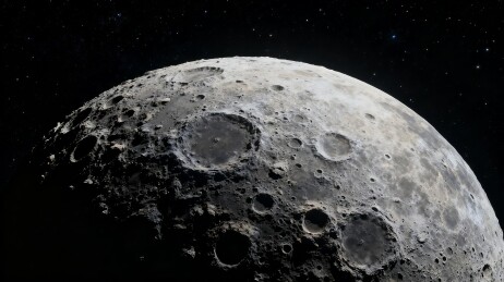 月球表面坑洞密布的特写镜头