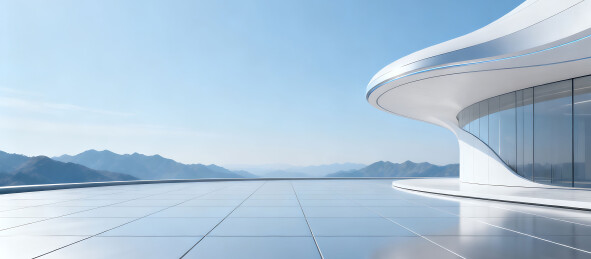 商务户外简约空旷地面和现代建筑背景