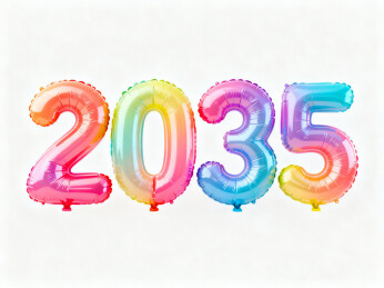 2035年彩色气球庆祝