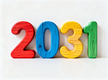 彩色木制数字2031