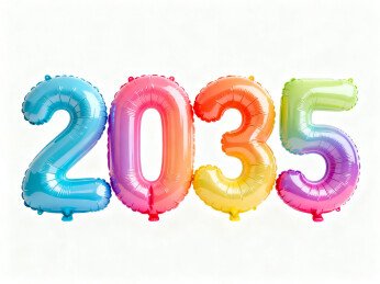 2035年彩色气球庆祝