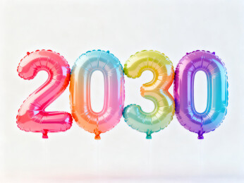2030年彩色气球庆祝