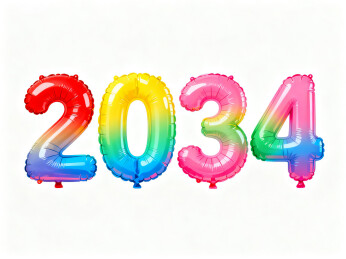 2034年彩色气球数字