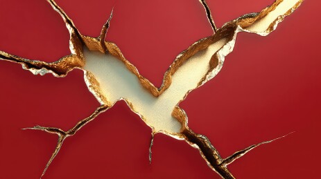 红色裂痕中金色填充艺术