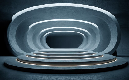 现代多层抽象几何展示台