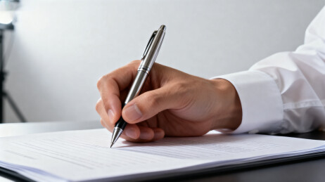 商务人士书写文件特写