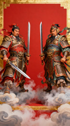 古代武将门神手持宝剑