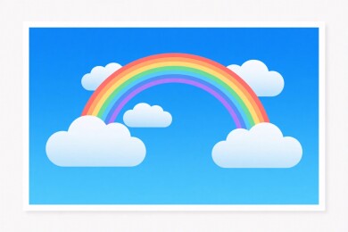 卡通彩虹云朵插画