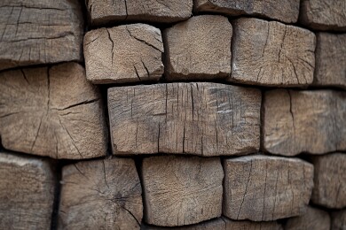 堆叠的方形木头特写