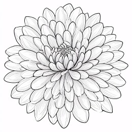 黑白线条绘制的单朵菊花