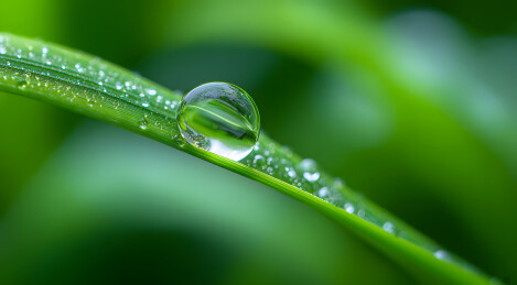 碧绿的小草上洒满雨滴