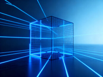 蓝色光立方体空间