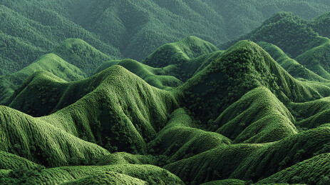 连绵起伏的绿色山丘