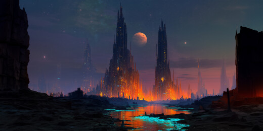 异星生物光能城景  
