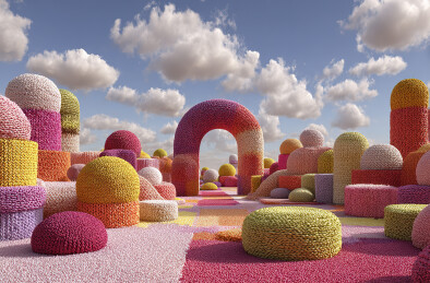 彩色毛绒几何景观