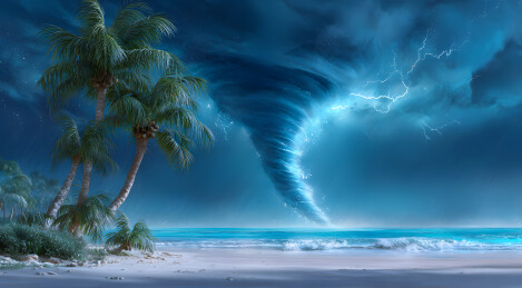 海面上一个巨大的龙卷风