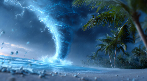 海面上一个巨大的龙卷风