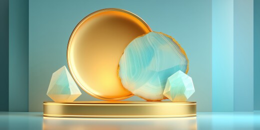 带波纹的天然水晶玛瑙展台橱窗3D立体插画