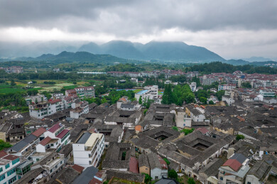 中国浙江省丽水市缙云县河阳古民居航拍