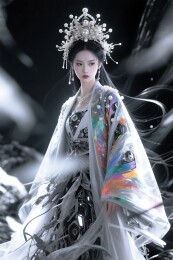 未来感银光皇冠华服