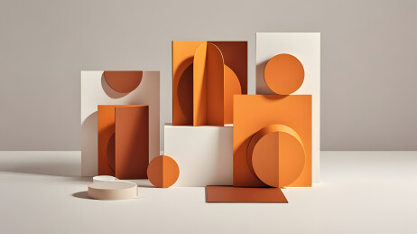 几何物体组合艺术场景插画