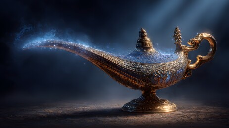 神灯释放蓝光 魔法奇幻氛围