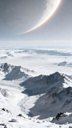 远处天体下的广袤雪山