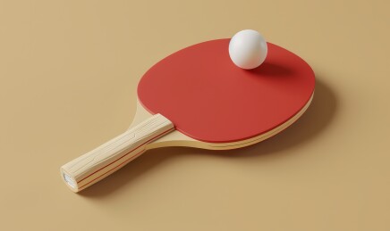 红色乒乓球拍与球组合图