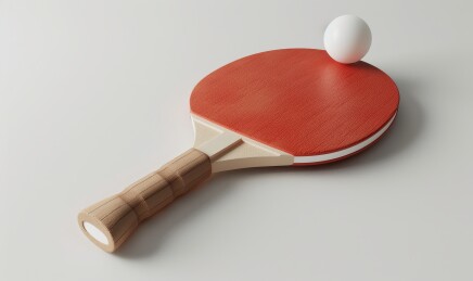 红色乒乓球拍与球组合图