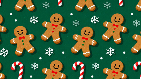 圣诞姜饼人与雪花图案设计