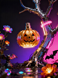 赛博朋克南瓜头香水霓虹万圣夜