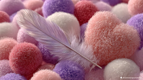 绒球羽毛心场景