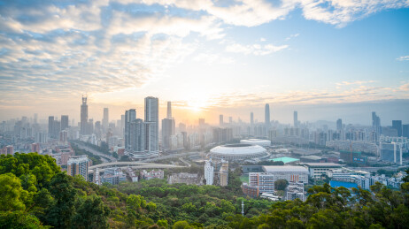 深圳笔架山公园日出城市风光