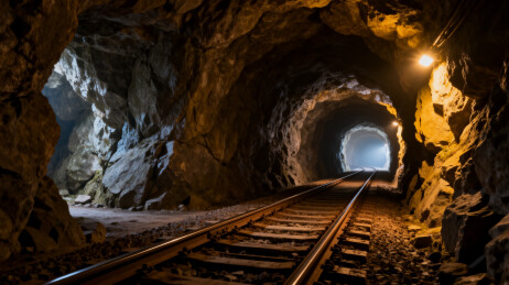 岩石隧道铁轨内部通道
