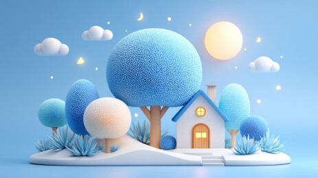 宁静冬日夜晚的温馨小屋