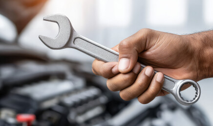 手持扳手的汽车维修场景