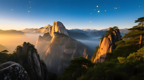 云雾缭绕的山峰之巅